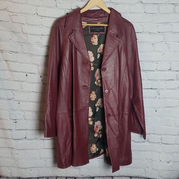 Centigrade Maroon Leather Jacket - Picture 1 of 4